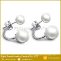 Hot Sale Stainless Steel Double Pearl Charms Earrings